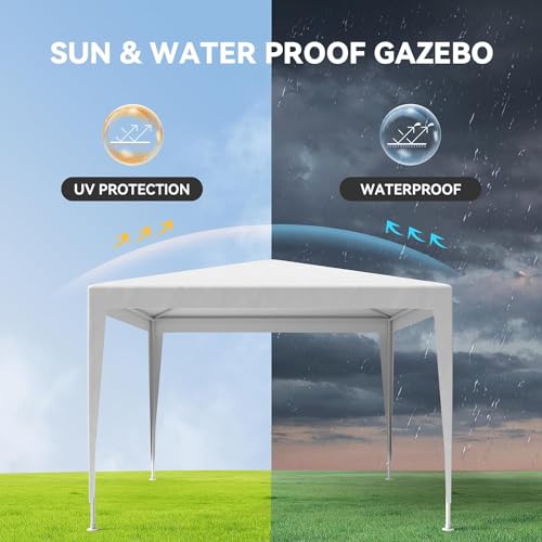 10x10 FT Party Tent, Outdoor Wedding Tents for Parties, Canopy Event Tent with 4 Removable Sidewalls, Waterproof Gazebo Shelter for Birthday Parties, Weddings, BBQs & Events (10X10FT-4Sides White) YYANDC