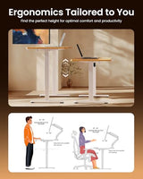 ErGear Height Adjustable Electric Standing Desk, 48 x 24 Inches Sit Stand up Desk, Memory Computer Home Office Desk with Two-Piece Desktop (Light Vintage Brown) ErGear