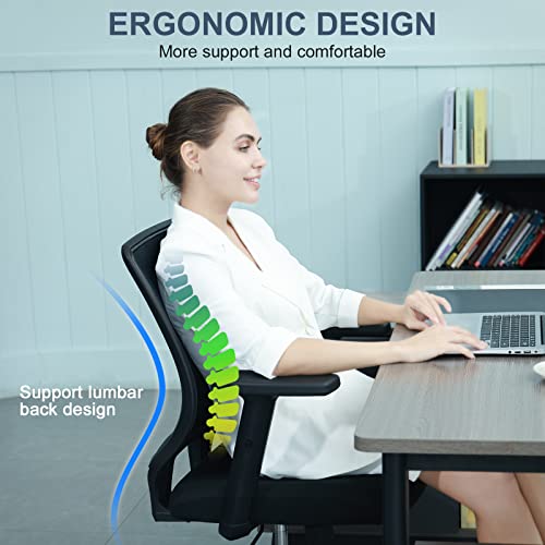 Schwake Ergonomic Office Chair Home Mesh Desk Chair with Adjustable Arms - Mid Back Computer Chairs for Adults - Swivel Task Chair Comfortable for Home Office (Black) Schwake