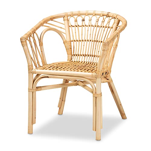 Baxton Studio Kaka Natural Rattan Dining Chair - WoodArtSupply