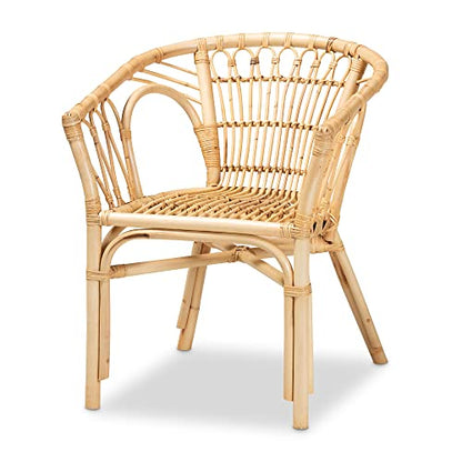 Baxton Studio Kaka Natural Rattan Dining Chair - WoodArtSupply