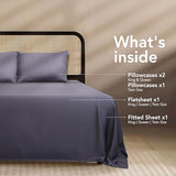 EPITEX Solid 4 Piece Queen Sheet Set - Viscose Derived from Bamboo, 1400 Thread Count, Breathable and Cooling Bed Sheets Set, Luxurious Silky Bedding for Hot Sleeper, Deep Pocket Up to 16'', Charcoal EPITEX
