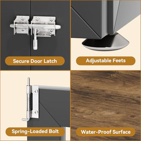 HMHTCT 48 Inch Heavy-Duty Dog Crate Furniture, Decorative Wooden End Table Kennel with Waterproof Top & Wide Metal Tubes, for Large & Extra Large Dogs, Black + Rustic Brown HMHTCT