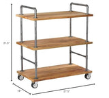 WGX Design For You Wood and Metal Wine Rack with Wheels Kicthen Bar Dining Room Tea Wine Holder Serving Cart Furniture WGX Design For You