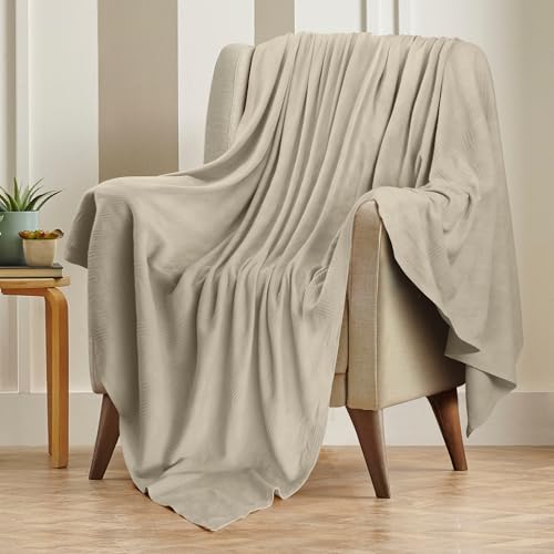 Utopia Bedding Khaki 100% Cotton Blanket [King Size - 90x108 Inch] 350GSM Lightweight, Soft and Breathable Thermal Blanket for All Seasons Utopia Bedding