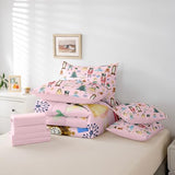 Erosebridal Pink Christmas Twin Size Comforter Set with Sheets Kids Nutcracker 7-Piece Bedding Set Carousel Soldier Bed in a Bag Ballet Girl Xmas Tree Bed Quilt Sets for Boy Girl Teen Adult Erosebridal