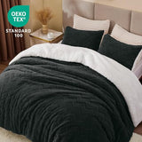 BEDELITE Fluffy Twin Comforter Set - Super Soft Sherpa Black Comforter for Twin Size Bed, Luxury Warm Bedding Set for Winter, Fuzzy Bed Set 2 Piece (1 Comforter, 1 Pillowcase) BEDELITE