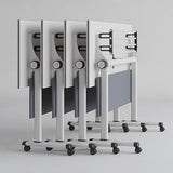4PCS Folding Conference Table, Modern Mobile Meeting Table with Silent Wheels 63" D X 23.6" W X 29.5" H Wood Training Table for Office Reception Classroom Training JNMDLAKO