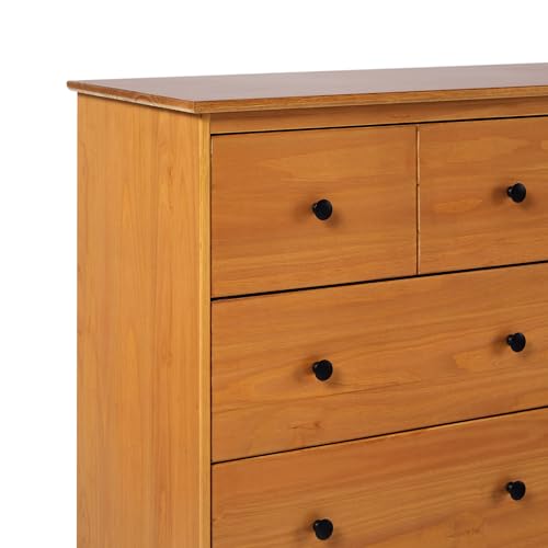 Walker Edison Modern 6-Drawer Solid Wood Dresser Bedroom Storage, 57 Inch, Caramel-T Walker Edison
