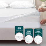 Zippered Mattress Encasement, Full Size Waterproof Mattress Protector, Breathable & Noiseless Absorbent 6-Sided Mattress Cover Cotton Passion