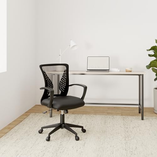 BestOffice Office Chair Ergonomic Desk Chair Mesh Computer Chair with Lumbar Support Armrest Mid Back Rolling Swivel Adjustable Task Chair for Women Adults, Black BestOffice