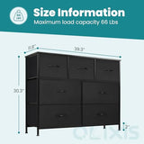 OLIXIS 7 Drawers Dresser for Bedroom, Fabric Storage Tower for Living Room, Entryway - Sturdy Steel Frame, Wooden Top & Easy Pull Fabric Bins, Closet Chests Organizer for Clothes, Black OLIXIS