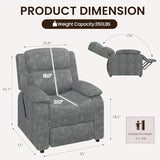 EROMMY Electric Recliner Chair, Oversized Power Recliner with USB Charging Port & Side Pockets, Heavy Duty Corduroy Reclining Sofa Chair, Wide Seat Living Room Chair for Adults, Dark Grey