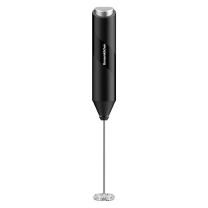 Bonsenkitchen Powerful Milk Frother for Coffee, Fast Handheld Drink Mixer with Stainless Steel Whisk, Battery Operated Hand Frother Stirrer Wand-Black