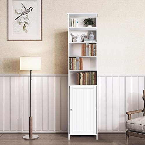 Tangkula Tall Bathroom Storage Cabinet, 72 Inch Bathroom Free Standing Tower Cabinet with Adjustable Shelves & Cupboard with Door, Space Saving Floor Tangkula