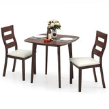Tangkula Compact Dining Table Set for 2, Wooden Round Kitchen Table & 2 Chairs with Cushioned Seats, 3-Piece Dining Set for Small Spaces, Kitchen, Living Room Tangkula