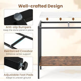 Giantex 36" Narrow Console Table, 2-Tier Industrial Entryway Table with Open Storage Shelves & Metal Frame, Faux Marble Sofa Table Behind Couch for Living Room, Hallway, Foyer, White & Rustic Brown Giantex