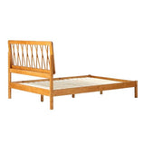 Walker Edison Full Transitional Geometric X Pattern Headboard Solid Wood Bed, Full Size, Caramel Walker Edison