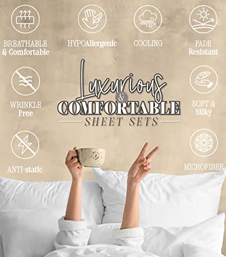 Elegant Comfort Amelia Paisley Printed 4-Piece Sheet Set, Deep Pocket 1500 Thread Count, Fade, Stain, and Wrinkle Resistant, Fitted Sheets with Smart Pockets, Paisley Sheet Set, Twin XL, Ash Gray Elegant Comfort