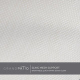 Grand patio Outdoor Loveseat with Canopy, Metal Patio Loveseat Sofa with Thick Cushion, Tropical-style Patio Furniture Featuring Imitation Bamboo Finish, White Grand patio