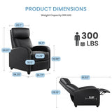 Simple Deluxe Recliner Chair - Adjustable Push Back PU Leather Recliner, Plush Reading Chair & Luxe Sofa Chair for Living Room Chairs or Bedroom Chair, Single Recliner for Home Theater