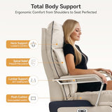 OKUP M80A Dual Motor Electric Executive Office Chair with Footrest, Comfortable Reclining Office Chair Wide Seat, Big and Tall Ergonomic Leather Home Office Desk Chair (Beige,No Massage) OKUP