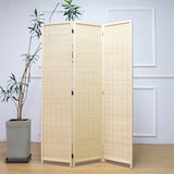 Furnnylane 3 Panel Room Divider and Folding Panel Screen,Bamboo Panel Divider Screen for Room Separation,Beige,67" H x 46" W Furnnylane