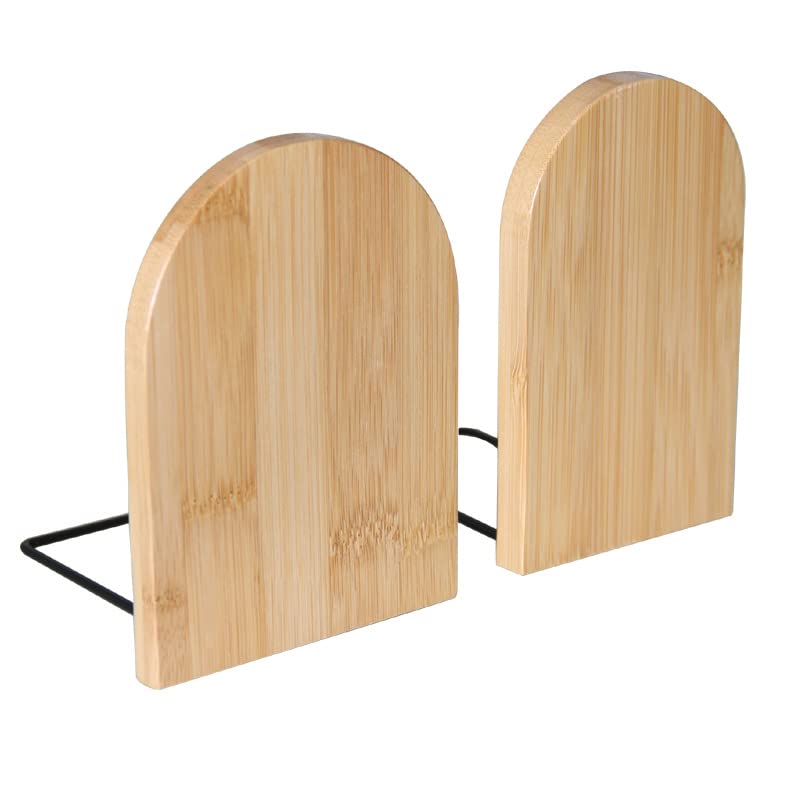 2 Pcs Natural Bamboo Bookend Large Capacity Office Book Ends Anti Slip Book Stand Holder Bookshelf Ends for Home Office Library School Study Decoration - WoodArtSupply