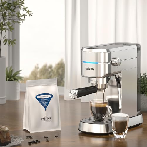 wirsh Espresso Machine,20 Bar Espresso Maker with Commercial Steamer for Latte and Cappuccino, Expresso Coffee Machine with 42 oz Removable Water Tank,Stainless Steel (Home Barista) wirsh