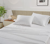 LANE LINEN Queen Sheet Set - 450 Thread Count Premium Soft Long Staple 100% Cotton Sheet, Hotel Luxury Sateen Silky Finish, Snug Fit 15" Deep Pocket, Low Pill, Machine Washable - White Sheets LANE LINEN