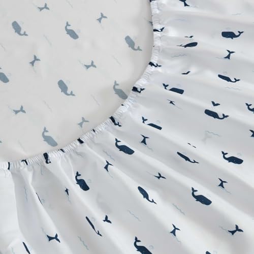 Nautica Kids - Full Sheet Set, Super Soft & Cozy Toddler Bedding with Matching Sham(s), Ideal Boy Room Essentials (Caspian Whales Navy, Full) Nautica