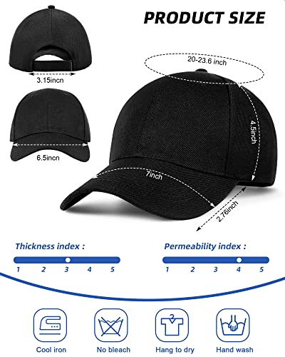 Handepo 24 Pcs Blank Baseball Cap Adjustable Back Strap Plain Blank Camouflage Hat Unisex Baseball Cap for Trucker Men Women(Black) Handepo