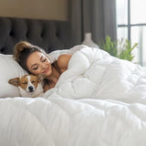 C&W Down Comforter Twin, All Season Duvet Insert - Medium Warmth, 100% Cotton Shell, 30oz Fill Weight, Soft, Noiseless & Breathable, Machine Washable, 3D Baffle Box, White (68"x90") C&W