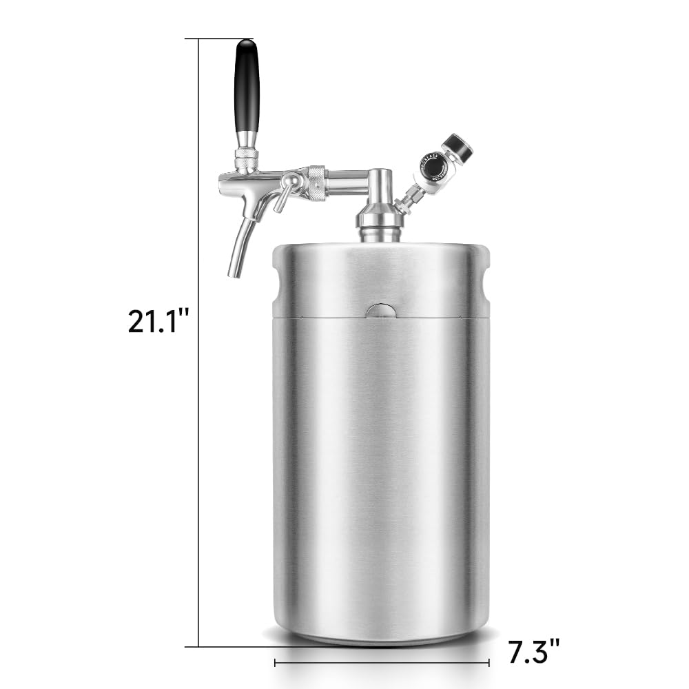 270OZ Mini Keg Growler, Pressurized Home Dispenser System with Adjustable Faucet Keeps Carbonation and Fresh for Homebrew, Craft and Draft Beer Gancowise