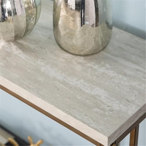 SEI Furniture Brexlyn Faux Stone Top Console Table in Champagne and White Southern Enterprises