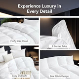 L LOVSOUL Goose Down Fiber Comforter King Size, High Fill Power Hotel Style Bedding Comforter, Fluffy Ultra Soft All Season White Duvet Insert with 8 Corner Tabs L LOVSOUL