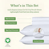 California Design Den King Size Sheets Set - Soft 100% Organic Cotton, Crisp Percale Sheets with Deep Pockets, Breathable and Durable Bedding Set - White California Design Den
