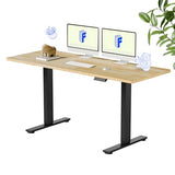 FLEXISPOT EN1 One-Piece Solid Wooden Standing Desk 63 x 24 Inches Height Adjustable Electric Sit Stand Home Office Desks (Black Frame + Rubber Wood Top, 2 Packages) FLEXISPOT