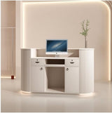 Reception Desk Simple Modern LED Light Bar Counter Curved Checkout Page Store Small Beauty Salon Front Desk Counter Light Luxury Nail Salon(100x60x100cm) SUHEIDOU