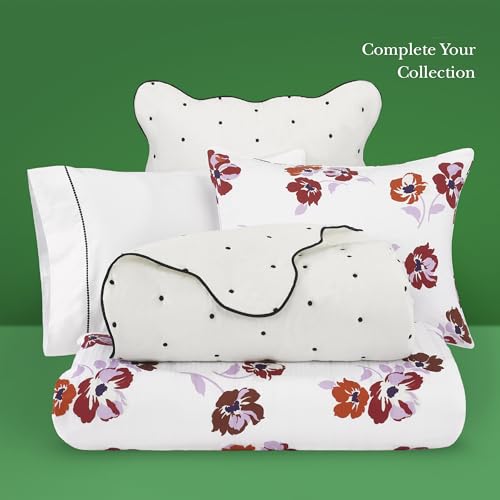 kate spade new york Scalloped Edge Euro Sham, 26" x 26" Decorative Pillow Cover, Single 100% Cotton Cover, Machine Washable, Marshmallow kate spade new york