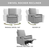 Oxford Baby Uptown Upholstered Swivel Glider and Recliner Nursery Chair,Boucle, Koala Gray Oxford Baby