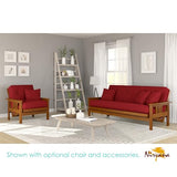 Nirvana Futons Stanford Futon Set - Full Size, Frame, 8" Mattress, Twill Red Cover Nirvana Futons