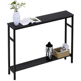 Timberer Narrow Console Table, 39.4” Sofa Table with Adjustable Shelf, 2-Tier Long Skinny Table for Hallway, Entryway, Living Room, Foyer, Black Timberer