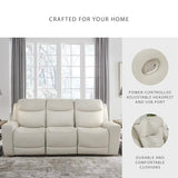 Signature Design by Ashley Mindanao Modern Leather Match Power Reclining Sofa with Adjustable Headrest and USB Ports, Light Gray Signature Design by Ashley