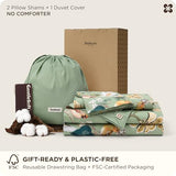 Bedsure 100% Cotton Reversible Floral Duvet Cover King Size - Flowers and Birds Pattern Printed Comforter Cover with Zipper Closure & 2 Pillow Shams, Comforter Sold Separately (Green Garden, 104"x90") Bedsure
