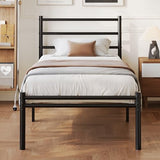 Yicensen Twin Bed Frames with Headboard and Footboard, 14 Inch Metal Platform Twin Size Bed Frame with Steel Slat Support, No Box Spring Needed, Noise Free, Easy Assembly, Black Yicensen