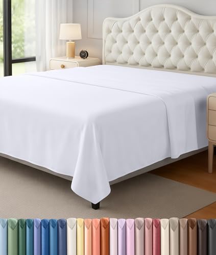 Utopia Bedding Flat Sheet - 1 Pack (Full, White) - Soft Brushed Microfiber Fabric - Shrinkage & Fade Resistant Top Sheet - Easy Care Bed Sheet Utopia Bedding