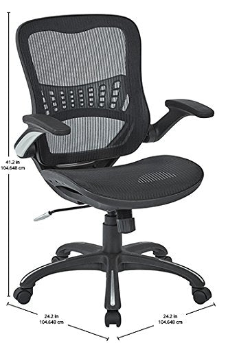 Office Star Ventilated Manager's Office Desk Chair with Breathable Mesh Seat and Back, Black Base, Black Office Star Products