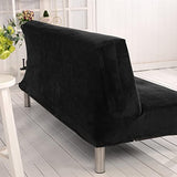 Thick Plush Futon Cover Stretch Armless Sofa Bed Slipcover Soft Couch Sofa Cover Futon Slipcover (Black) DOLZO