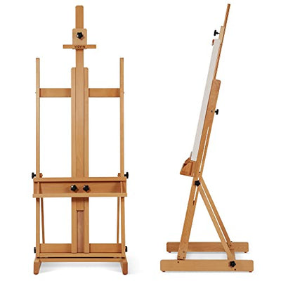 VISWIN Large H-Frame Easel 53"-91 "H, Hold Canvas up to 78", Premium Beech Wood Easel Stand for Painting with Larger Storage Tray, Adjustable Floor Art Easel for Adults, Artists - Natural